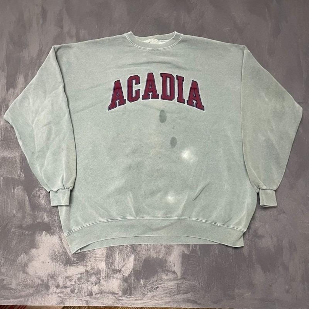 Vintage Acadia Graphic Sweatshirt Men XXL Green 1990s Fruit of the Loom